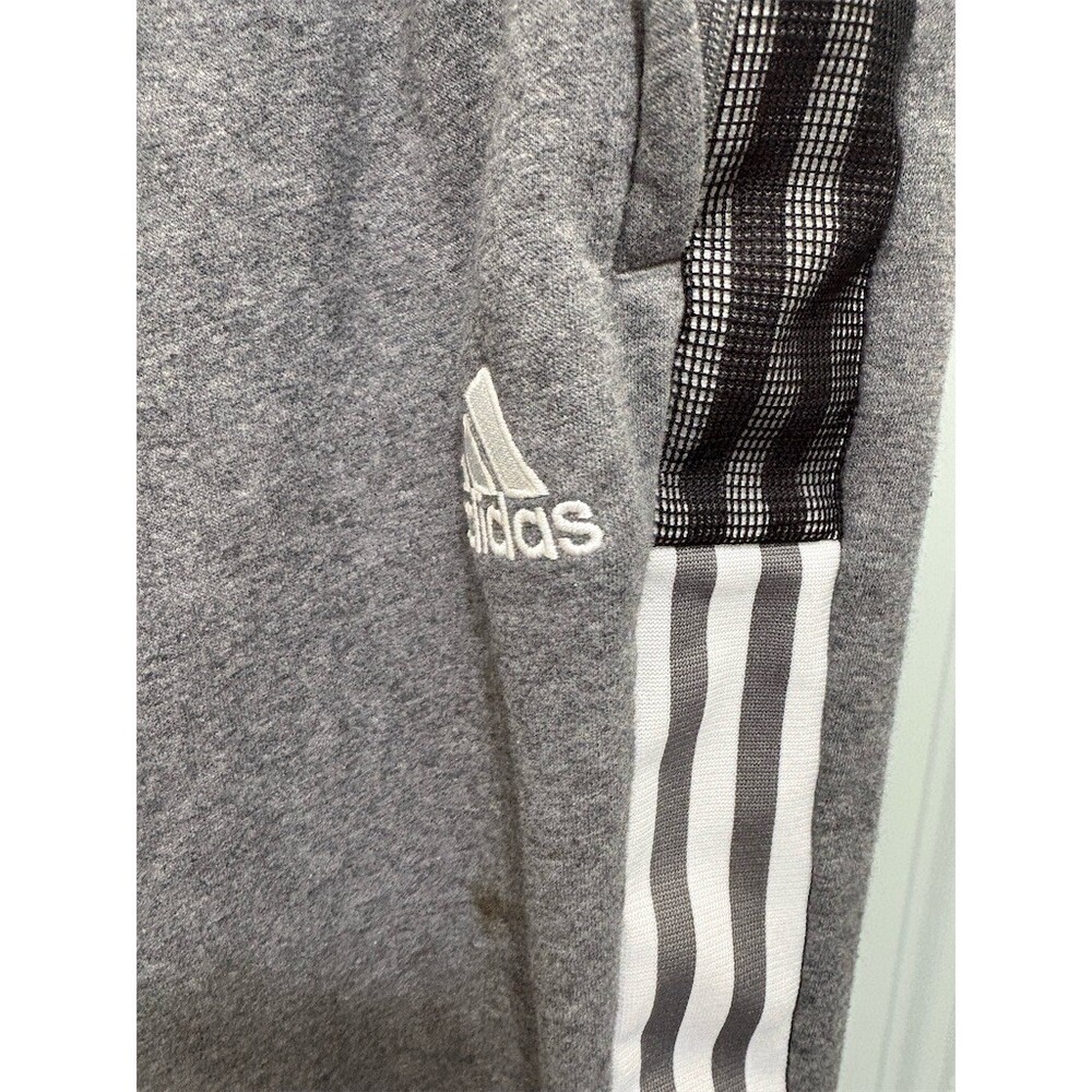 adidas Tiro 21 Men's Jogger Sweatpants Gray Fleece Lined Zip Pockets M - Picture 4 of 10